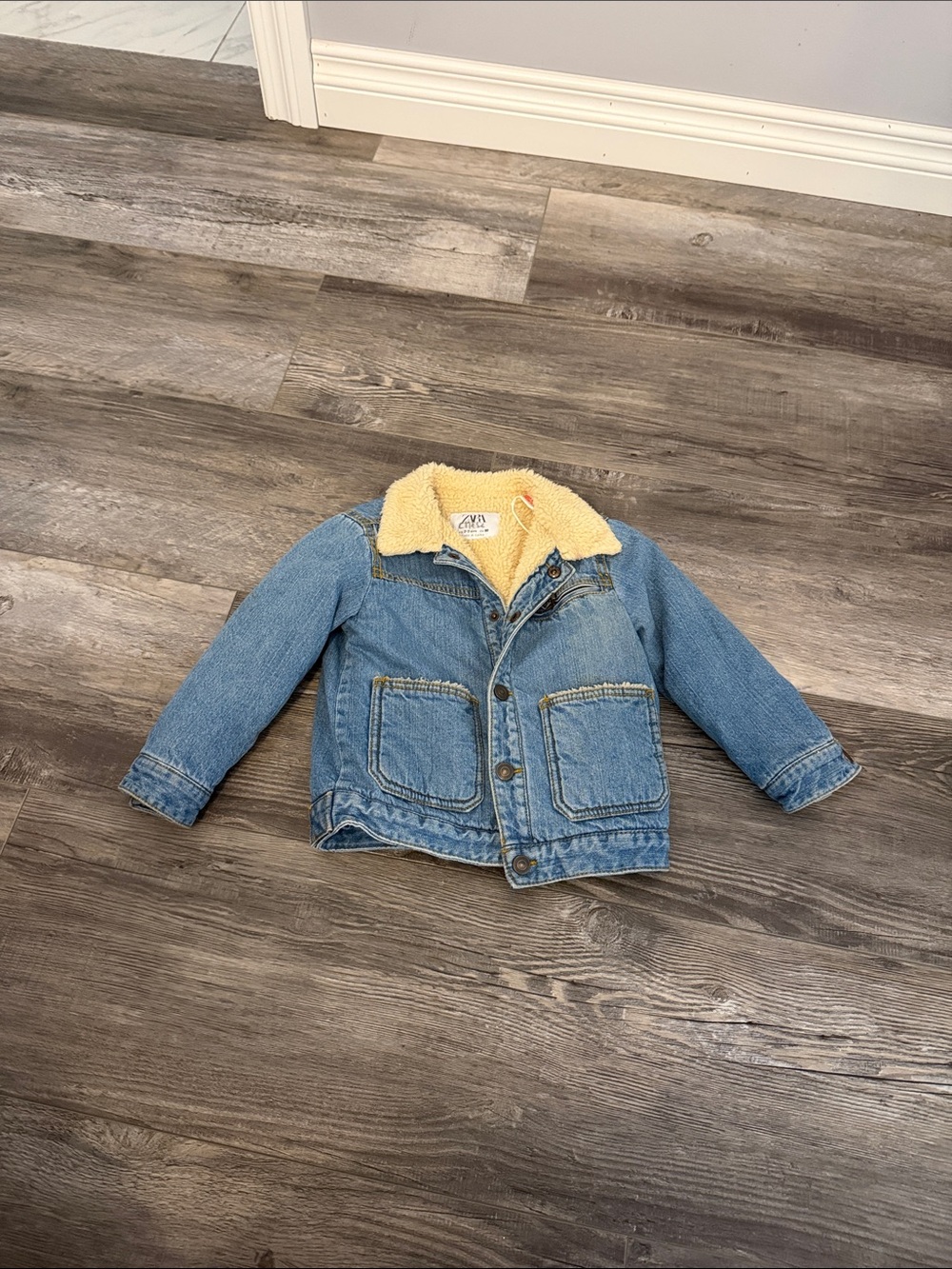 Zara Kids Denim Jacket with Sherpa Collar - Light Blue